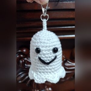 Handmade Crochet Glow in the dark Ghost Keychain